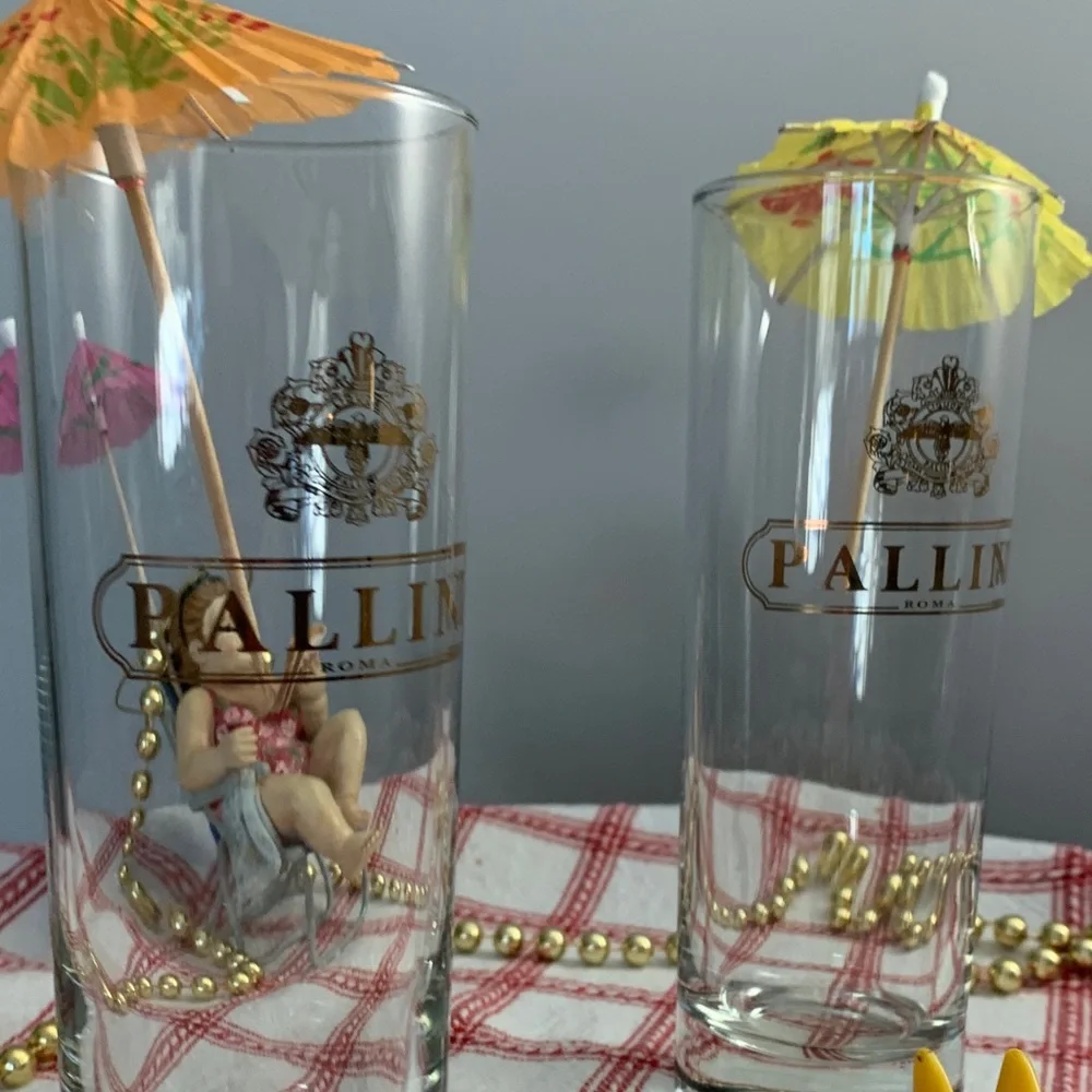 PALLINI High Ball Cocktail Glasses with Gold Design  Set/2 - VINTAGE - Picture 7 of 13
